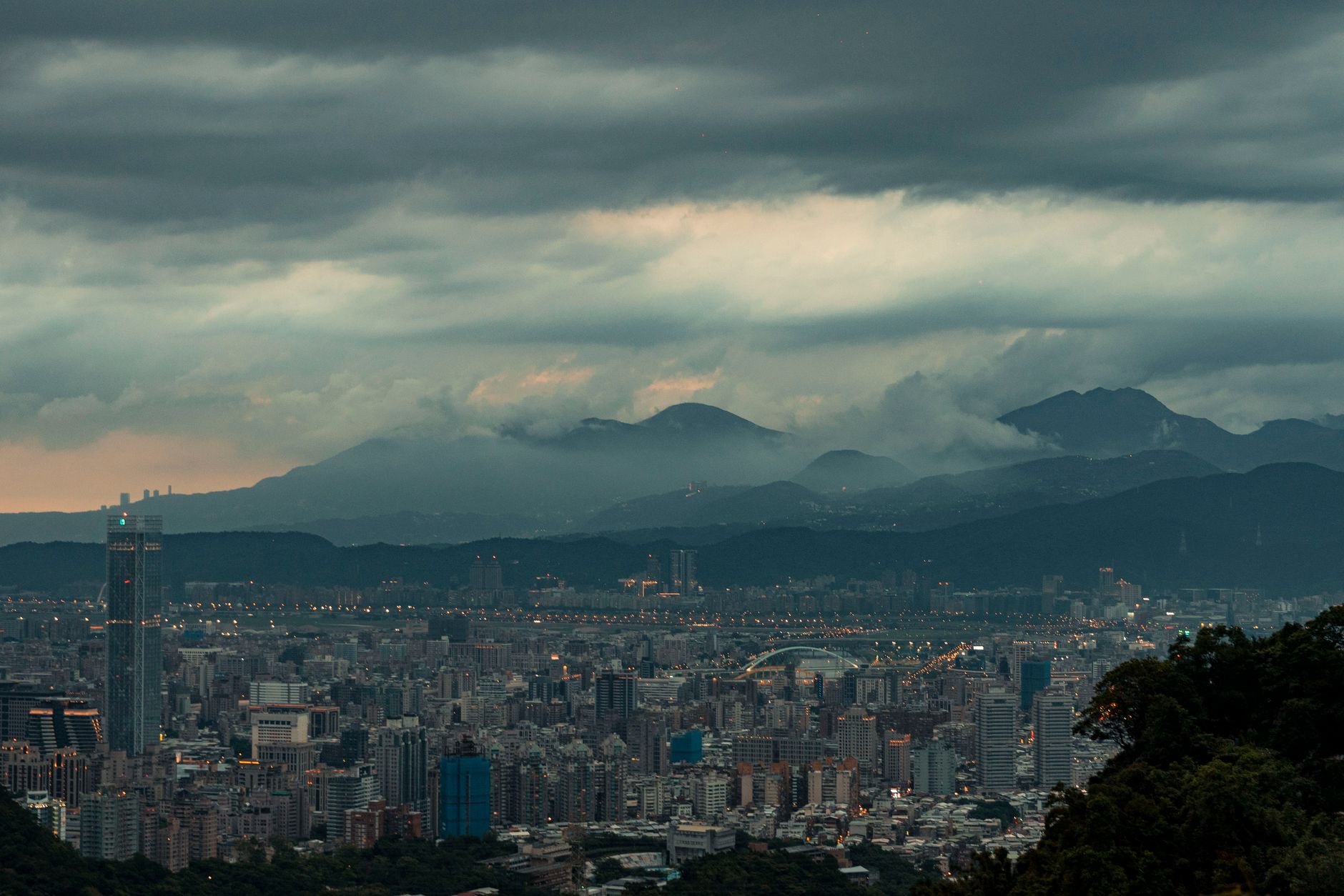 aerial view of a modern city in the valley