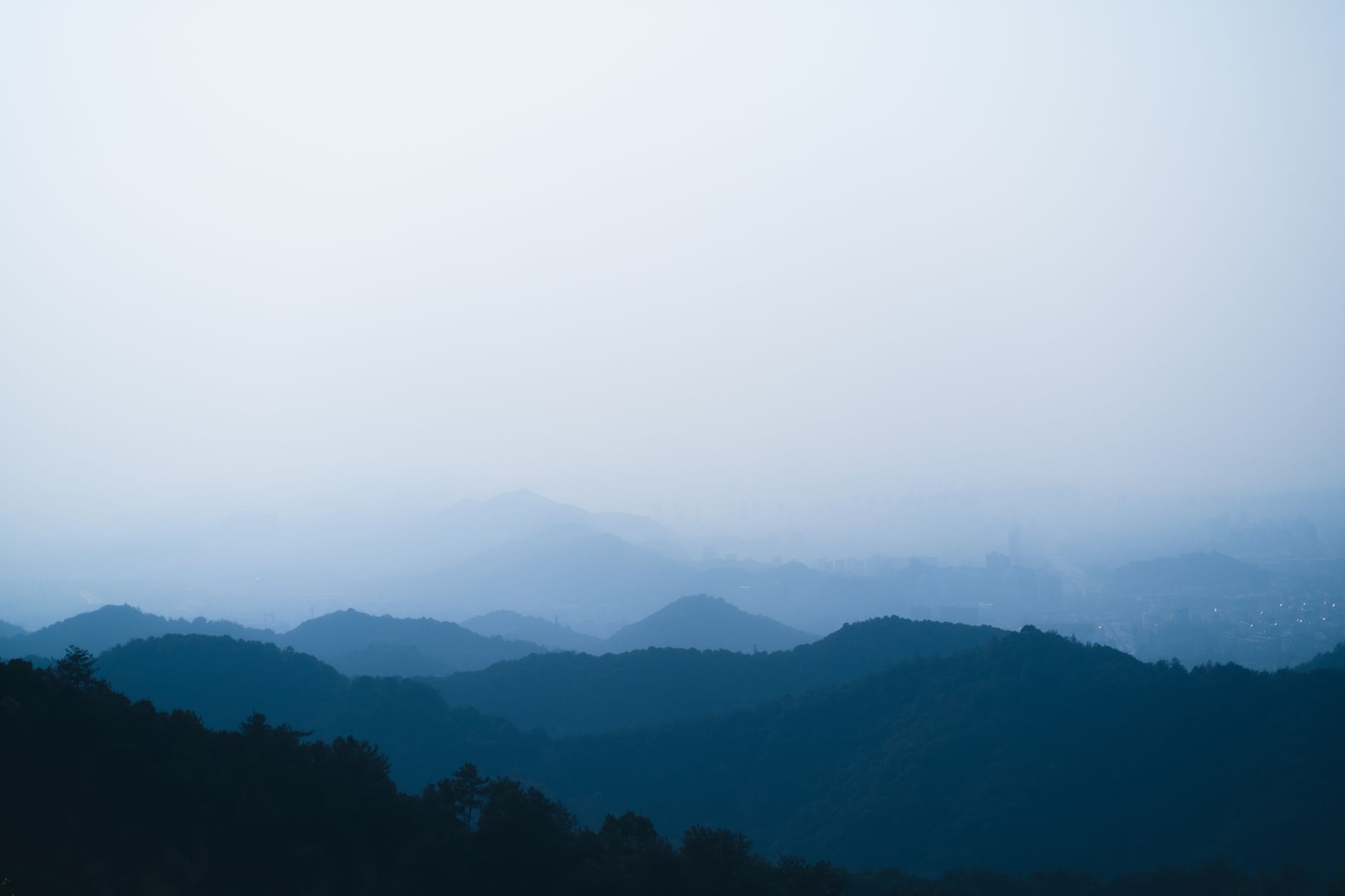 rain over mountains and valleys near hangzhou